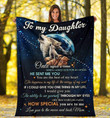 Wolf Daughter Blanket, Gift For Daughter From Mom, To My Daughter Once Upon A Time When I Asked God For An Angel Fleece Blanket - ATMTEE