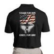 Christian Shirt, Stand For Her Kneel For Him Christian Cross Polo Shirt