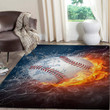 Water And Fire Baseball Of American Area Rug Home Decor