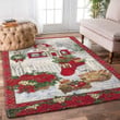 Red Pattern Border Pretty Christmas House Area Rug Home Decor