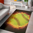 Cute Fireball Softball Pattern Background Print Area Rug