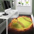 Cute Fireball Softball Pattern Background Print Area Rug