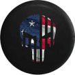 Tactical American Waving Flag Patriot Skull Jeep Camper Spare Tire Cover Custom Size - V580 - Jeep Tire Covers