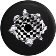 Jeep Wrangler JL Backup Camera Racing Checkered Flag Tearing Through Jeep Camper Spare Tire Cover - P107 - Jeep Tire Covers