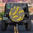 Doodle Outline Style Bananas On Vertical Black Striped Spare Tire Cover - Jeep Tire Covers