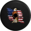 Spare Tire Cover Day Rustic Vintage American Flag Bald Eagle Pearched On Stone - Jeep Tire Covers