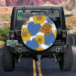 Denim Hearts Made Of Fabric With Torn Edges And Leopard Sunflowers Spare Tire Cover - Jeep Tire Covers