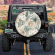 Vintage Colored Tropical Floral Foliage Palm Leaves Spare Tire Cover - Jeep Tire Covers