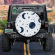 Retro Moon And Star On Gray Background Spare Tire Cover - Jeep Tire Covers