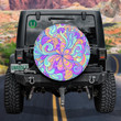 Trippy Pattern Of Colorful Magic Mushrooms In Doodle Style Spare Tire Cover - Jeep Tire Covers