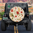 Watercolor Red Cardinal And Poinsettias Traditional Symbols Spare Tire Cover - Jeep Tire Covers