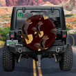 An Eagle Flying Split On Dark Red Background Spare Tire Cover - Jeep Tire Covers