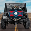 Dark Blue And Red Ornamental Pattern Native Spare Tire Cover - Jeep Tire Covers