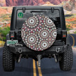 Psychedelic Repeat Pattern Small Flowers Grey Theme Design Spare Tire Cover - Jeep Tire Covers
