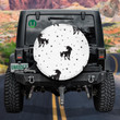 Black Silhouette Of Magical Unicorn And Stars Pattern Spare Tire Cover - Jeep Tire Covers