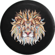 African Golden Lion Mosaic Ornamental On Black Spare Tire Cover - Jeep Tire Covers