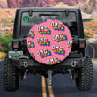 Awesome Words Oh My God By Rainbow Layers Pattern Pink Background Spare Tire Cover - Jeep Tire Covers
