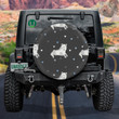 White Wolf And Hearts On Gray Background Spare Tire Cover - Jeep Tire Covers