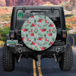 Watercolor Little Red Cardinal Bird On Skates Spare Tire Cover - Jeep Tire Covers