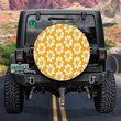 Ideal Hand Painted White Sunflowers On Orange Background Spare Tire Cover - Jeep Tire Covers