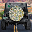 Hand Drawn Butterflies Flying Over The Flowers Spare Tire Cover - Jeep Tire Covers