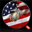 Marine Gold Crest Logo And Us Flag Spare Tire Cover - Jeep Tire Covers