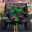 Colorful Overlay Effect Exotic Plants Monstera And Leaf Coco Spare Tire Cover - Jeep Tire Covers