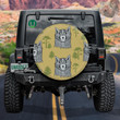 Vintage Background With Wolf And Green Tree Spare Tire Cover - Jeep Tire Covers