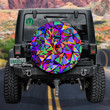 Psychedelic Abstract Geometric Colorful Triangles Pattern Spare Tire Cover - Jeep Tire Covers
