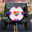 Rainbow Stylistic USA And EU Flags On The Form Red Heart Spare Tire Cover - Jeep Tire Covers