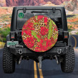 Red Flowers And Hummingbirds On Leopard Background Spare Tire Cover - Jeep Tire Covers