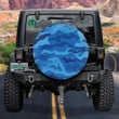 Military Aqua Blue Grid Camouflage Pattern Spare Tire Cover - Jeep Tire Covers