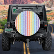 Tiny Butterflies And Flowers On Background Of Rainbow Colors Spare Tire Cover - Jeep Tire Covers