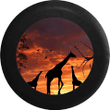 Silhouette Giraffes Wonderful Sunset African Safari Sahara Nice Landscape Spare Tire Cover - Jeep Tire Covers