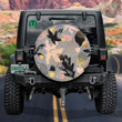 Retro Painting Autumn Maple Leaves Hand Drawn Texture Spare Tire Cover - Jeep Tire Covers