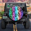 Snake Skin Texture With Colored Rhombus Colorful Background Design Spare Tire Cover - Jeep Tire Covers