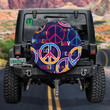 Hippie Peace Symbol Peace Love Music Sign Doodle Design Spare Tire Cover - Jeep Tire Covers