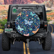Butterflies And Flowers On Deep Blue Spare Tire Cover - Jeep Tire Covers