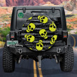 Yellow Human Skull On Gray And Black Background Spare Tire Cover - Jeep Tire Covers