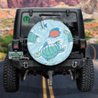 Exotic Red Fish And Turtles On Green Spare Tire Cover - Jeep Tire Covers