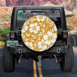 Wild Roses Branch Silhouette On Yellow Background Design Spare Tire Cover - Jeep Tire Covers