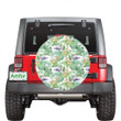 White Background Tropical Orange Orchids Strelitzia Monstera Hawaii Spare Tire Cover - Jeep Tire Covers