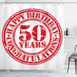 Grunge Birthday 50 Years Red Pattern Shower Curtain Home Decor
