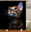Black Polyester Cloth Giving Cat Lovers  3D Printed Shower Curtain