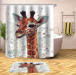 Giraffe Shower Curtains Fabric Kids Cream Polyester Cloth Print Bathroom Curtains