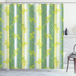 Spring Striped Flowers Yellow And Green Pattern Printed Shower Curtain