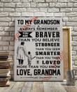 Grandson Canvas To My Baseball Grandson Always Remember You Are Braver Than You Believe Gift From Grandma Canvas - ATMTEE