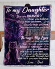 To My Daughter Blanket, Gifts For Daughter, Love Letter From Dad Wolf Fleece Blanket - ATMTEE