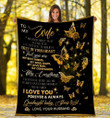 To My Wife Never Forget That I Love You Butterfly Sherpa Blanket - ATMTEE