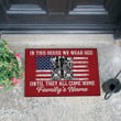 Veteran Personalized Doormat, In This House We Wear Red Until They All Come Home Custom Doormat